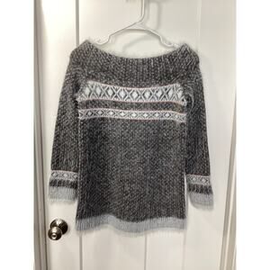 anthropologie sleeping on snow fuzy sweater fair isle gray size small xs